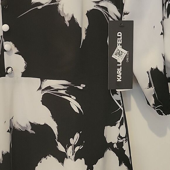 Karl Lagerfeld Women's Floral-Print Belted Dress,size 4 - Picture 9 of 10